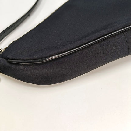 Dior Saddle Mini Classic Black Nylon Red Flower Embroidery Clutch Bag