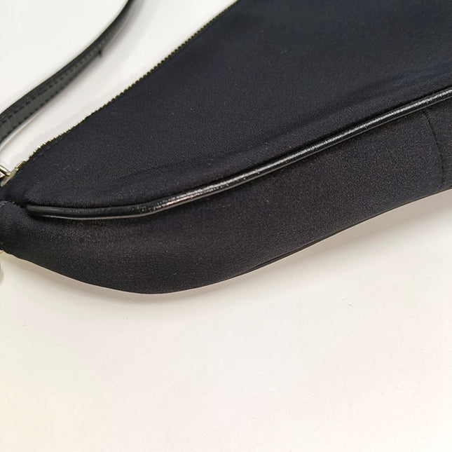 Dior Saddle Mini Classic Black Nylon Red Flower Embroidery Clutch Bag