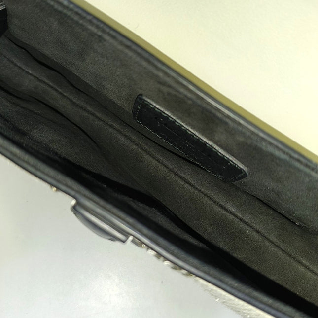 Dior Saddle Mini Black and White checkered Pattern Sequins