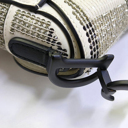 Dior Saddle Mini Black and White checkered Pattern Sequins