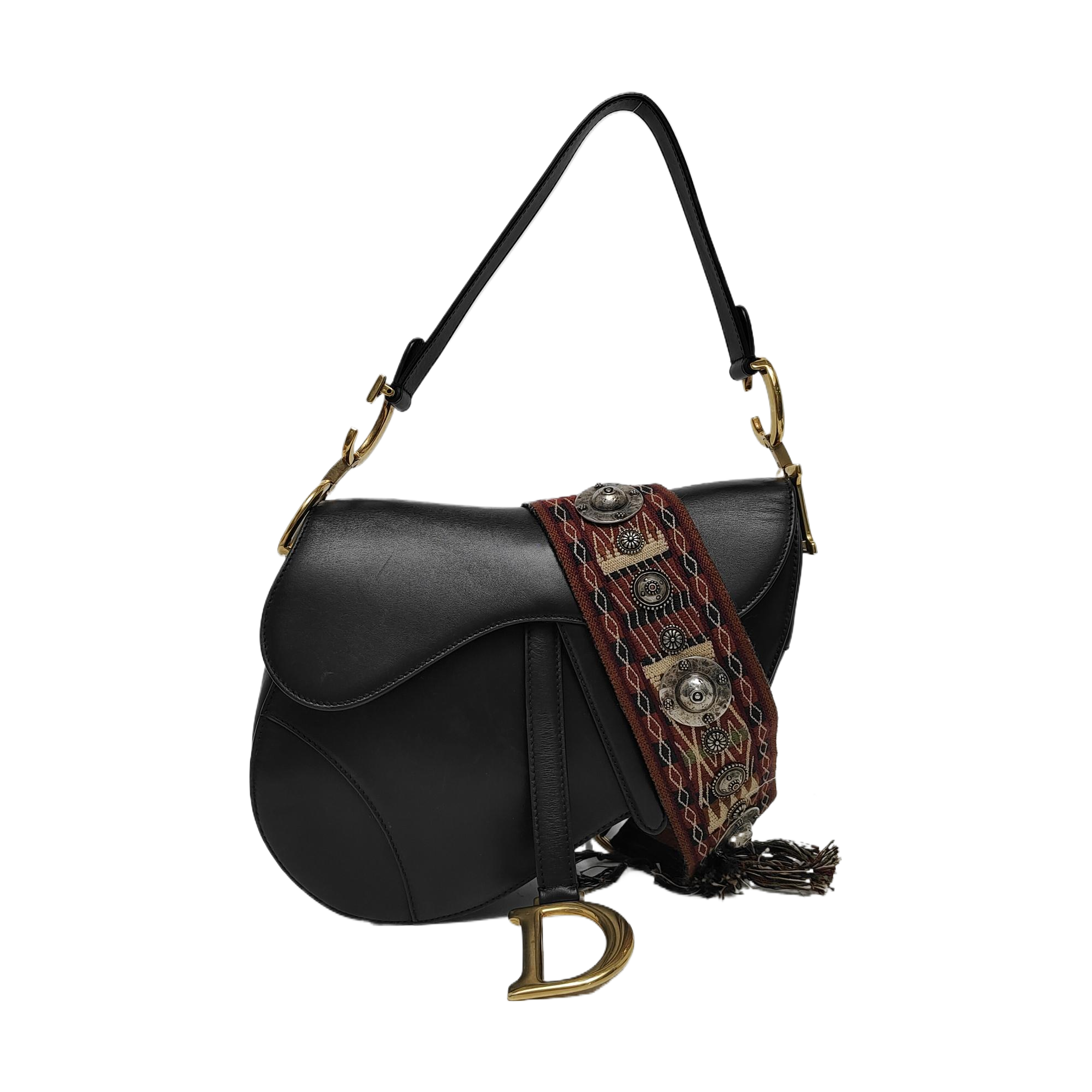 Dior Saddle Medium Black Smooth Leather with Studded Strap – Luxbags