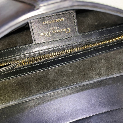 Dior Saddle Medium Black Smooth Leather with Studded Strap