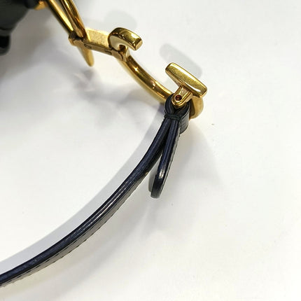 Dior Saddle Medium Black Smooth Leather with Studded Strap