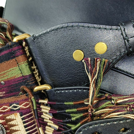 Dior Saddle Medium Black Smooth Leather with Studded Strap