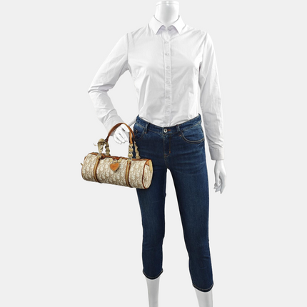 Dior Small Trotter Romantique Boston Bag Beige Monogram Leather Heart Charm