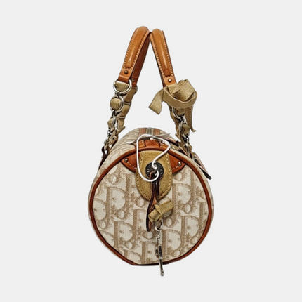 Dior Small Trotter Romantique Boston Bag Beige Monogram Leather Heart Charm