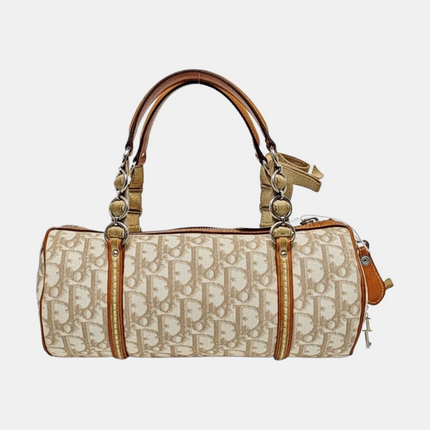 Dior Small Trotter Romantique Boston Bag Beige Monogram Leather Heart Charm