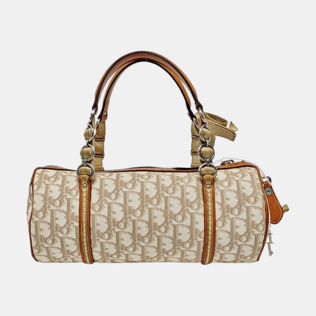 Dior Small Trotter Romantique Boston Bag Beige Monogram Leather Heart Charm