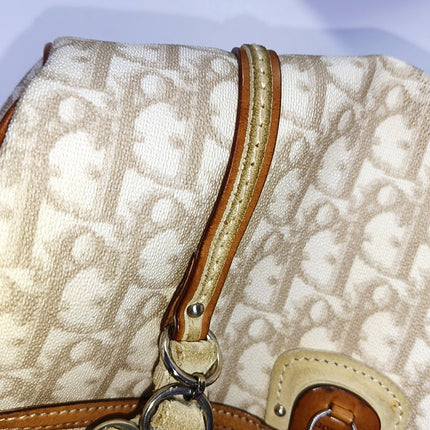 Dior Small Trotter Romantique Boston Bag Beige Monogram Leather Heart Charm