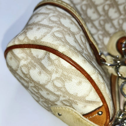 Dior Small Trotter Romantique Boston Bag Beige Monogram Leather Heart Charm