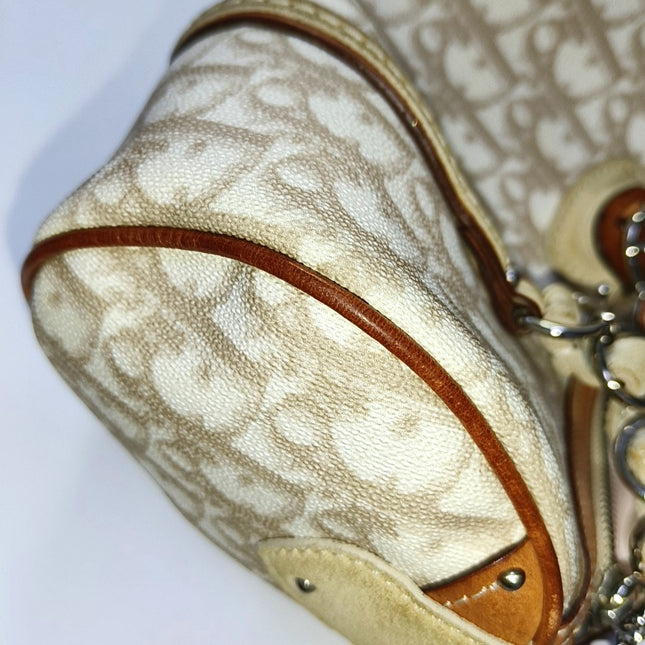 Dior Small Trotter Romantique Boston Bag Beige Monogram Leather Heart Charm
