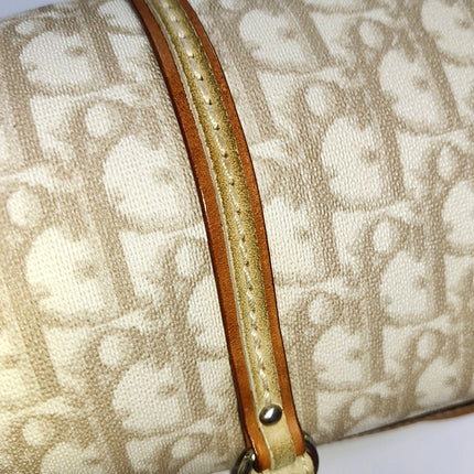 Dior Small Trotter Romantique Boston Bag Beige Monogram Leather Heart Charm