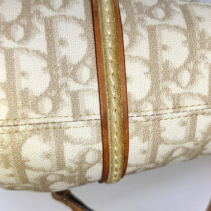Dior Small Trotter Romantique Boston Bag Beige Monogram Leather Heart Charm