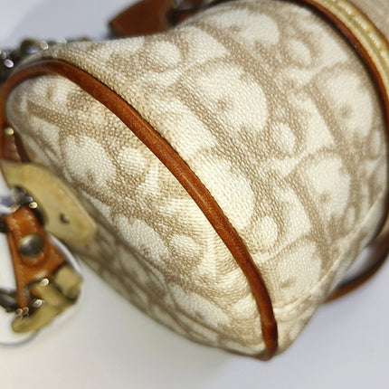 Dior Small Trotter Romantique Boston Bag Beige Monogram Leather Heart Charm