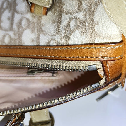 Dior Small Trotter Romantique Boston Bag Beige Monogram Leather Heart Charm