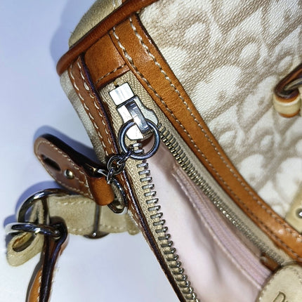 Dior Small Trotter Romantique Boston Bag Beige Monogram Leather Heart Charm