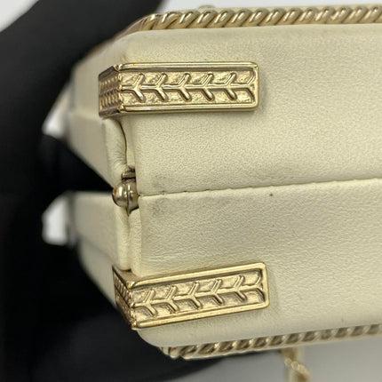 Chanel Coco in Ritz Key Card Minaudiere Limited Edition Cream White Lambskin Clutch Gold Hardware