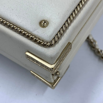 Chanel Coco in Ritz Key Card Minaudiere Limited Edition Cream White Lambskin Clutch Gold Hardware