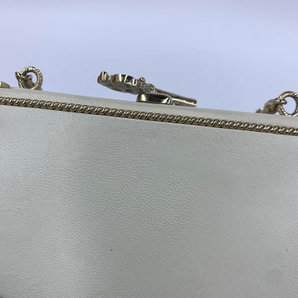 Chanel Coco in Ritz Key Card Minaudiere Limited Edition Cream White Lambskin Clutch Gold Hardware