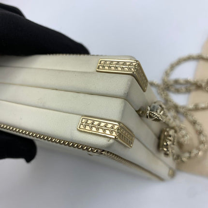 Chanel Coco in Ritz Key Card Minaudiere Limited Edition Cream White Lambskin Clutch Gold Hardware