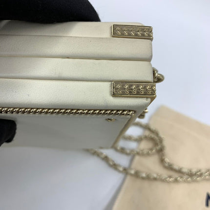 Chanel Coco in Ritz Key Card Minaudiere Limited Edition Cream White Lambskin Clutch Gold Hardware