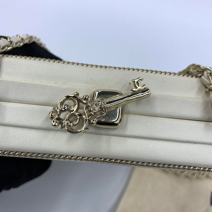 Chanel Coco in Ritz Key Card Minaudiere Limited Edition Cream White Lambskin Clutch Gold Hardware