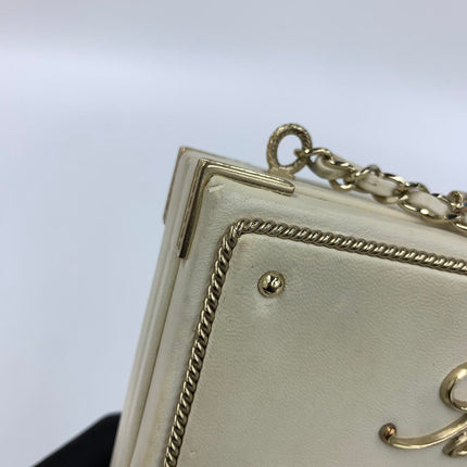 Chanel Coco in Ritz Key Card Minaudiere Limited Edition Cream White Lambskin Clutch Gold Hardware