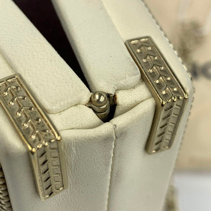 Chanel Coco in Ritz Key Card Minaudiere Limited Edition Cream White Lambskin Clutch Gold Hardware