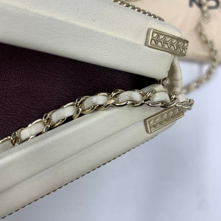 Chanel Coco in Ritz Key Card Minaudiere Limited Edition Cream White Lambskin Clutch Gold Hardware