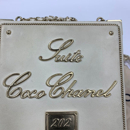 Chanel Coco in Ritz Key Card Minaudiere Limited Edition Cream White Lambskin Clutch Gold Hardware