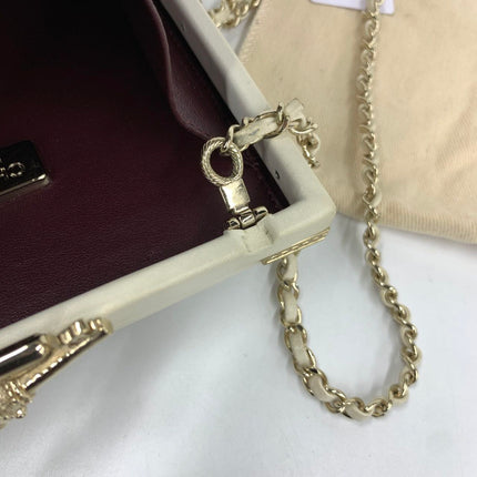 Chanel Coco in Ritz Key Card Minaudiere Limited Edition Cream White Lambskin Clutch Gold Hardware