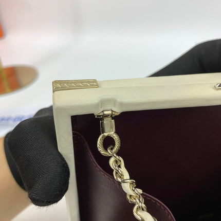 Chanel Coco in Ritz Key Card Minaudiere Limited Edition Cream White Lambskin Clutch Gold Hardware