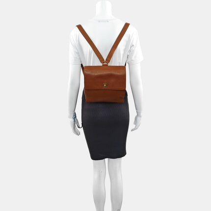 Chanel Vintage Backpack Tan Brown Caviar Leather Gold Hardware 1997-99