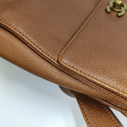 Chanel Vintage Backpack Tan Brown Caviar Leather Gold Hardware 1997-99