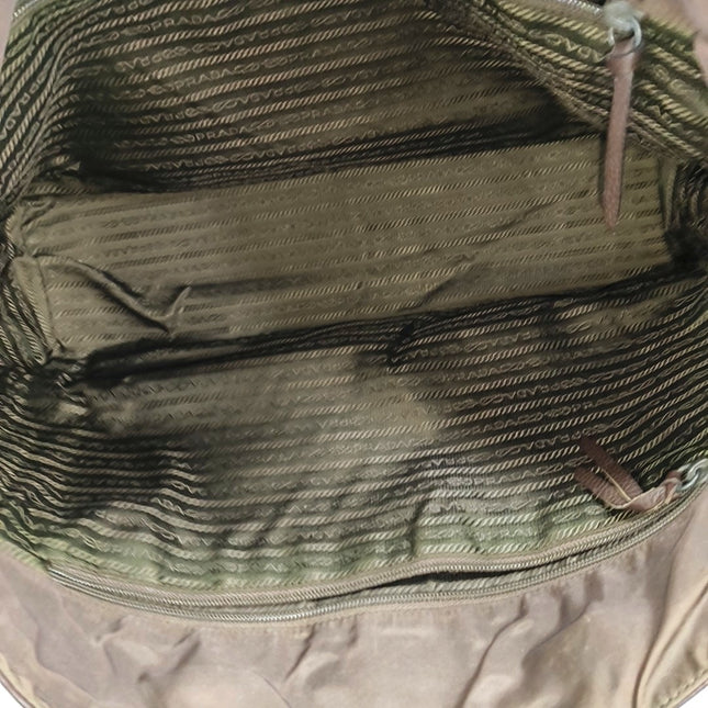 Prada Tote Dark Chocolate Brown Leather Nylon Black Hardware