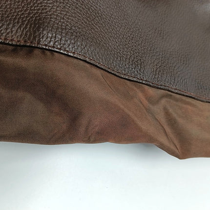 Prada Tote Dark Chocolate Brown Leather Nylon Black Hardware