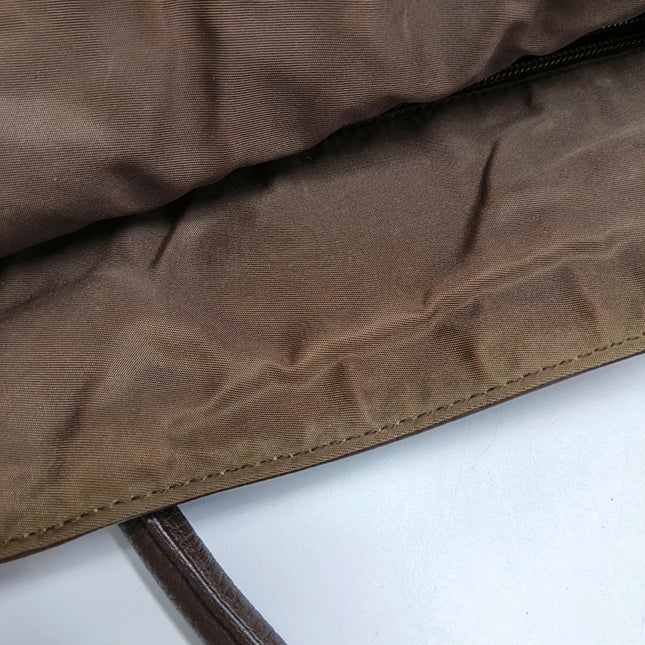 Prada Tote Dark Chocolate Brown Leather Nylon Black Hardware