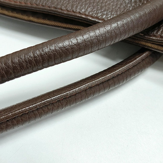 Prada Tote Dark Chocolate Brown Leather Nylon Black Hardware