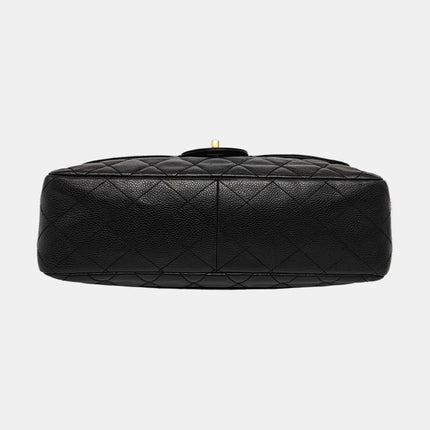 Chanel Classic Flap Jumbo Black Caviar Leather Single Flap 24k Gold Hardware 2008-09