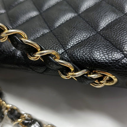 Chanel Classic Flap Jumbo Black Caviar Leather Single Flap 24k Gold Hardware 2008-09