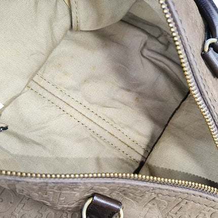 Dior Bowling Bag Brown Suede Monogram Black Handles 30cm