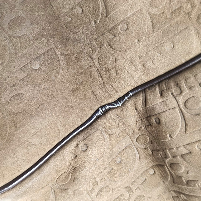 Dior Bowling Bag Brown Suede Monogram Black Handles 30cm