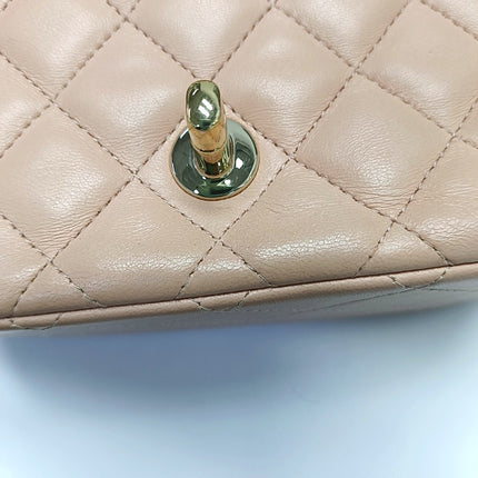 Chanel Mini Square Classic Flap Almond Pink Lambskin Leather Gold-tone Hardware
