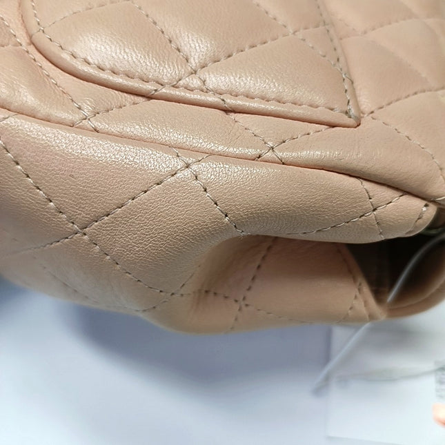 Chanel Mini Square Classic Flap Almond Pink Lambskin Leather Gold-tone Hardware