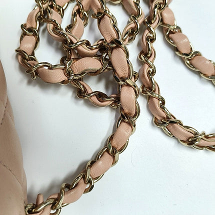 Chanel Mini Square Classic Flap Almond Pink Lambskin Leather Gold-tone Hardware