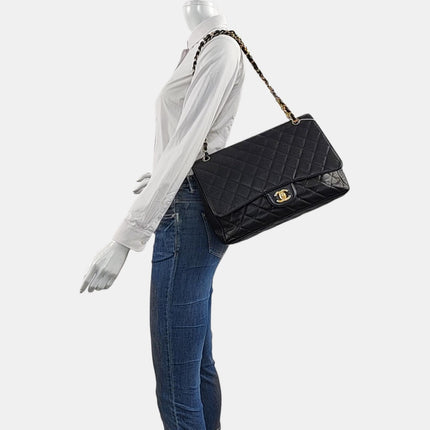 Chanel Classic Flap Maxi Black Caviar Leather Single Flap with Gold Hardware