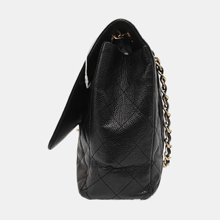 Chanel Classic Flap Maxi Black Caviar Leather Single Flap with Gold Hardware