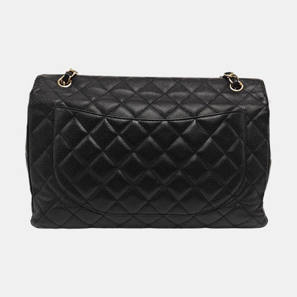 Chanel Classic Flap Maxi Black Caviar Leather Single Flap with Gold Hardware