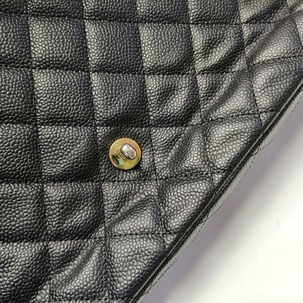 Chanel Classic Flap Maxi Black Caviar Leather Single Flap with Gold Hardware