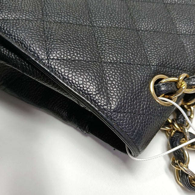 Chanel Classic Flap Maxi Black Caviar Leather Single Flap with Gold Hardware